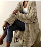 And Winter Long Cardigan Pure Color Women's Knit Fashion Holiday Sweater Coat