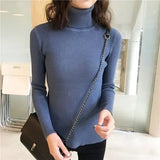 Women Korean Sweater Turtleneck Basic Slim Elastics Pullovers 2019 New Solid Knitted Runway Sweaters Sueter Mujer