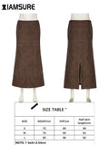 Elegant Fashion Pu Leather Split Skirt Vintage Slim Low-Waisted Maxi Skirts Women 2023 Autumn Spring Ladies Streetwear-Outfit