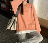 Letter Embroidery Oversized Sweatshirt-Outfit