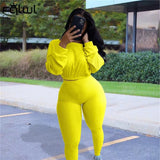 Streetwear Autumn Winter 2 Two Piece Set Women Tracksuit Bodycon Long Sleeve Crop Top Pants Women Matching Set Sexy