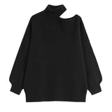 Off Shoulder Knitting Sweater Loose Fit Turtleneck Long Sleeve Women Pullovers New Fashion Tide Spring Autumn 2023