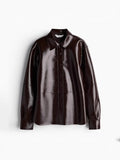 2024 Autumn And Winter New Fashion Red Brown Bright Face Short Lapel Jacket Leather Skirt Woman-Outfit