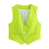 Summer New Women's Street Fashion Leisure Vest 15 Color V Collar