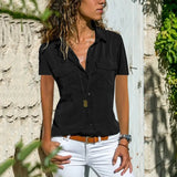 Summer Autumn New Ladies Shirt Collar Short-Sleeved Shirt Women's