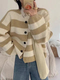 Style Color Striped Sweater Blouse Outside The New Autumn And Winter Temperament Short Style Loose Knitted Cardigan Jacket-Outfit