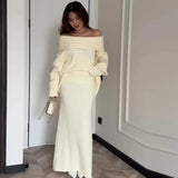 The Autumn Of 2025, The New Fashion Knitted Shoulder Collar Skirt Two-Piece