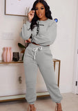 Print Round Neck Long Sleeve Top And Pant 2 Piece