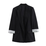 Spring Blended Roll-Sleeve Suit Jacket 2753530-Outfit