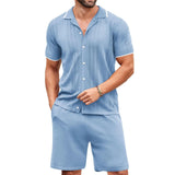 Men's Business Casual Knit Dress Two-Piece Set Ice Shuang Silk Knitted Polo Shirt Set