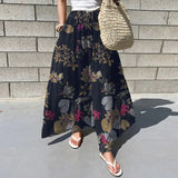 2021 Summer Autumn Long Trousers ZANZEA Floral Print Bottoms Lady Cotton Elastic Waist Pant Fashion Beach Wide Leg
