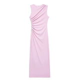 Women's Clothing 2025 Spring New Sleeveless Folding Decorative Fan Flute Dress Dress