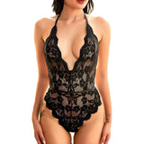 Sexual Emotional Lingerie U-Shaped Slings Night Melly Multi-Color Print Conjoined Pajamas Deep V
