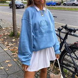 Vintage Printed plus warm white Thick Quality Hoodies Crewneck Sweatshirt Women Oversized 2021Top Loose Casual
