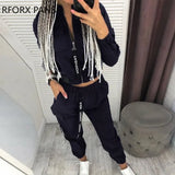 Women Soild Pockets Zipper Design Ruched Coat & Cargo Pants Sets Casual Women Sets-Outfit