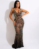 Sexy Squins Backless Straps Long