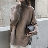 and Winter Turtleneck Elegant Long Sweater Women Loose Pulls Long Sleeve Tops Knitted Pullover Soft Warm Sweaters
