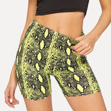 Women Summer Shorts New Snake Print High Waist Shorts Elastic Waist Short Trousers Women Trousers Pantalones Cortos Mujer-Outfit