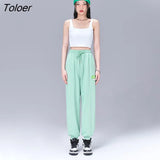 Women Sweatpants 2022 Summer Elastic Waist Loose Trousers Solid Klein Blue Gray Chic Casual Streetwear Sport