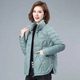 Winter Women Lightweight Down Cotton Jacket 2021 New Solid Stand Collar Short Jacket Plus Size Female Cotton Padded