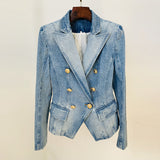 Star New Body Repair Double Buckle Lion Buckle Denim Suit