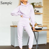 casual winter hoodie two piece set women tracksuit long sleeve print shirt tops and pants two piece set outfits