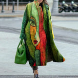 New 2025 Autumn Women's Long-Sleeved Collar Coat Prints The Long