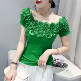 Sexy High Quality Cotton Ruffled Shirt Women Tops Short Sleeve Blouse 2023 Slim Blusas Chic Top New Blouse Clothes