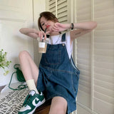 Denim Shorts Women's Summer Korean Version Wide Leg Jeans Army Green Elastic High Waist Loose Casual Y2k Fashion