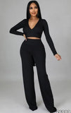Knit V-Neck Irregular Top and Pants Elegant 2 Piece
