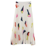 A Line pint chiffon Women Skirts Pleated new Autumn Plus Size long Skirt Female Vintage Suede Skirts Jupe Femme Faldas