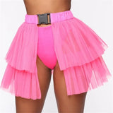 Tutu Skirt Summer Mesh Tulle High Waist Tutu Bustle Skirts Dancing Skirt Ball Gown Solid Color Streetwear Ladies