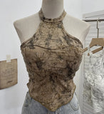Babes Hanging Neck Slings Slings Tlit Holes Made Old Bare Back Short With Thoracic Tops