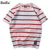 New Fashion Brand Men's T-Shirt Summer Striped Men T Shirts Street Style Men Casual Tee Shirt