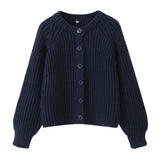 2025 New Women's Solid-Color Casual Fashion Coarse Knit Long-Sleeved Sweater Cardigan