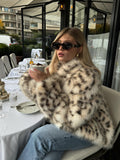 2025 Autumn And Winter New Temperament Fashion Leopard-Print Collar Imitation Fur