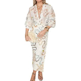 New Women's Temperament Elegant Snake Print Shirt Long Sleeve Open Skirt Loose