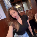 New Slim Slim Temperament Stature Korean Version V-Neck Temperament Comfortable Wearing Short-Sleeved Bottom Knitted Shirt