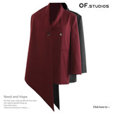 Early Spring Irregular Angolan Red Personality Cut Suit Jacket Blouse