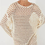 Hollow Beach Knitted Shirt Summer Seaside Vacation Long-Sleeved Sunscreen