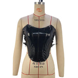 Toloer Women's Spring / Summer 2024 Sexy Hot Girl Metal Tie Band Strapless Vest Fish Bone Band Waist Small Vest Woman-Outfit