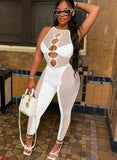 Party Sexy Hollow Out Sleeveless Mesh Bodycon