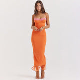 Women's 2025 Summer New Lace Lace Dress Wreated Suspension Dress Sexy Mid-Chang