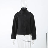 Spring And Autumn New Temperament Trend Collar Buckle Jacket Short