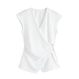 Homemade New Women's Pin-Sleeveless Top Textured Wide-Legged Casual