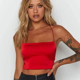 Womens Crop Tops Halter Backless Cross Bow Knot Tied Satin Solid Color Sleevelss Vest Party Clubwear Crop Top Hip Hop