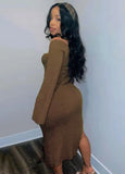 Sexy Long Sleeve Slit Long