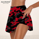 Gym Women Running Shorts Skirt High Waist New Shorts Mesh Double Layer Print Patchwork Fitness Shorts Sports Short