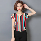 New Large Size Women Pprinting Blouse Fashion Shirt Short-Sleeved Chiffon Summer Style Ladies
