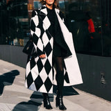 New 2025 Autumn Women's Long-Sleeved Collar Coat Prints The Long